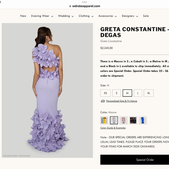 Greta Constantine designer formal gown size medium in colour Mauve - Picture 3 of 14